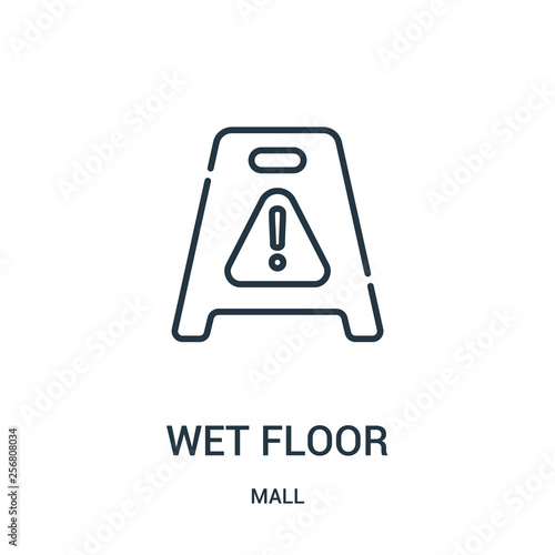 wet floor icon vector from mall collection. Thin line wet floor outline icon vector illustration. Linear symbol for use on web and mobile apps, logo, print media.