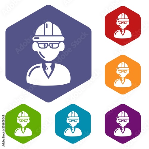 Foreman icons vector colorful hexahedron set collection isolated on white