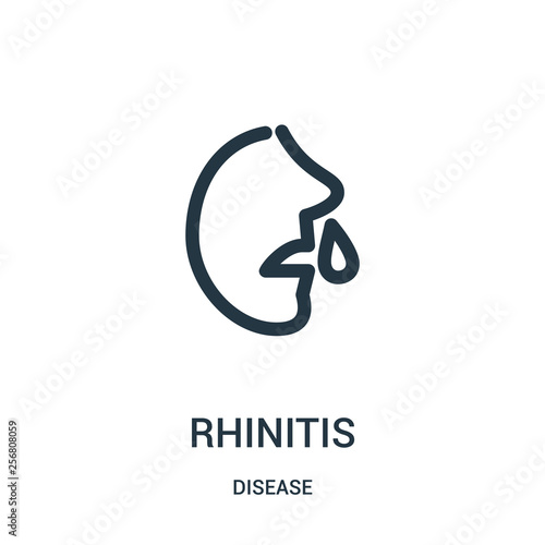 rhinitis icon vector from disease collection. Thin line rhinitis outline icon vector illustration. Linear symbol for use on web and mobile apps, logo, print media.