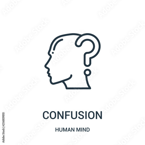 confusion icon vector from human mind collection. Thin line confusion outline icon vector illustration. Linear symbol for use on web and mobile apps, logo, print media.