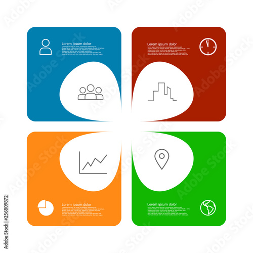 Four-leaf clover green color vector infographic template - Vector