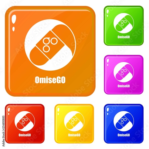 Omisego icons set collection vector 6 color isolated on white background photo