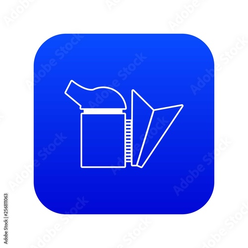 Beehive smoker icon blue vector isolated on white background