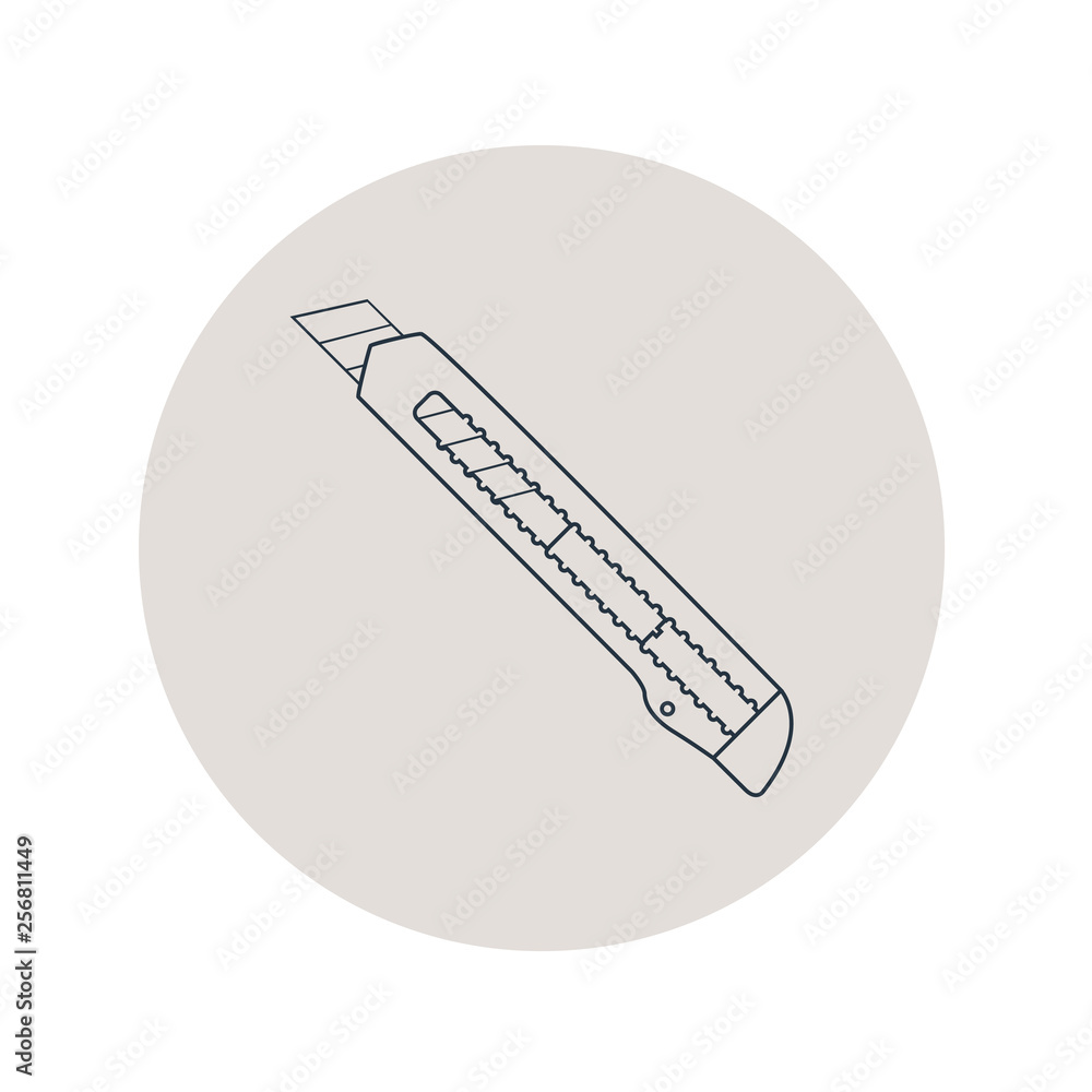 Icono plano lineal cuter en círculo color gris Icono plano lineal cuter en círculo color gris
