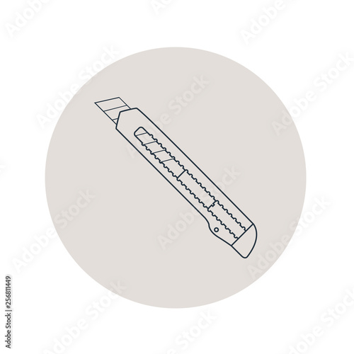 Icono plano lineal cuter en círculo color gris