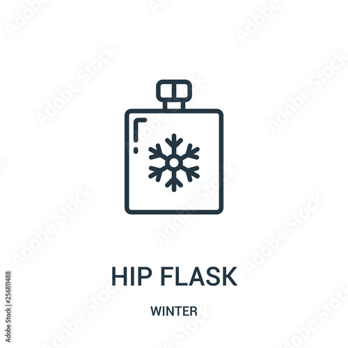 hip flask icon vector from winter collection. Thin line hip flask outline icon vector illustration. Linear symbol for use on web and mobile apps, logo, print media.