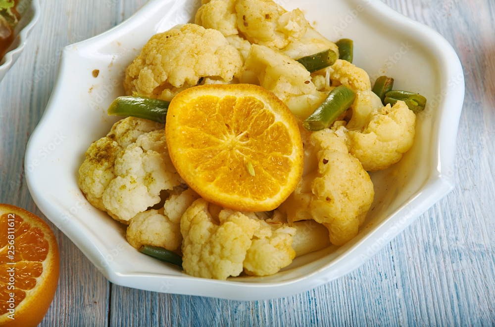 Moroccan Cauliflower With Preserved mandarinas Moroccan Cauliflower With Preserved mandarinas