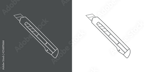 Icono plano lineal cuter en gris y blanco