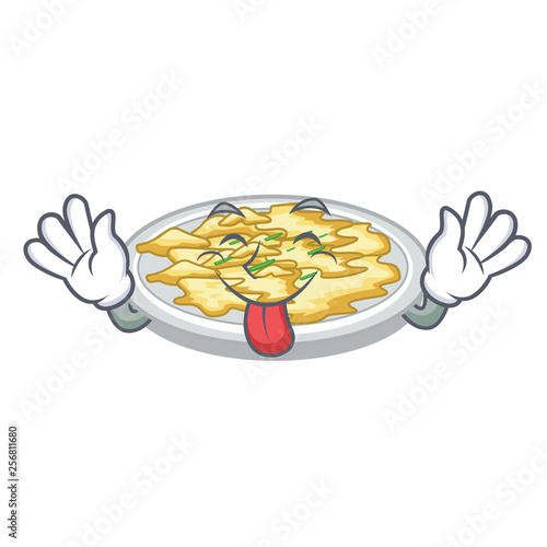 Tongue out scrambled egg isolated with in cartoon