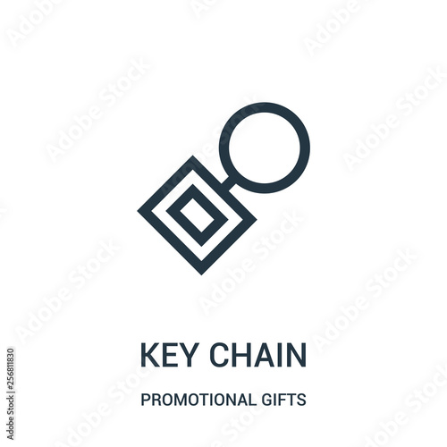 key chain icon vector from promotional gifts collection. Thin line key chain outline icon vector illustration. Linear symbol for use on web and mobile apps, logo, print media.