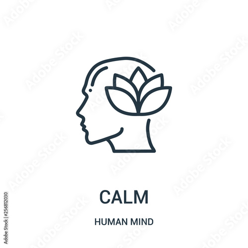 calm icon vector from human mind collection. Thin line calm outline icon vector illustration. Linear symbol for use on web and mobile apps, logo, print media.