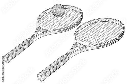 Tennis rackets. Hand drawn sketch