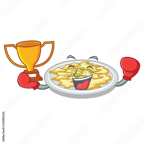 Boxing winner scrambled egg isolated with in cartoon