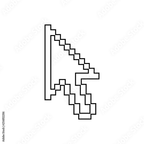 Icono plano lineal flecha puntero 3d en color negro