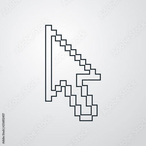 Icono plano lineal flecha puntero 3d en fondo gris