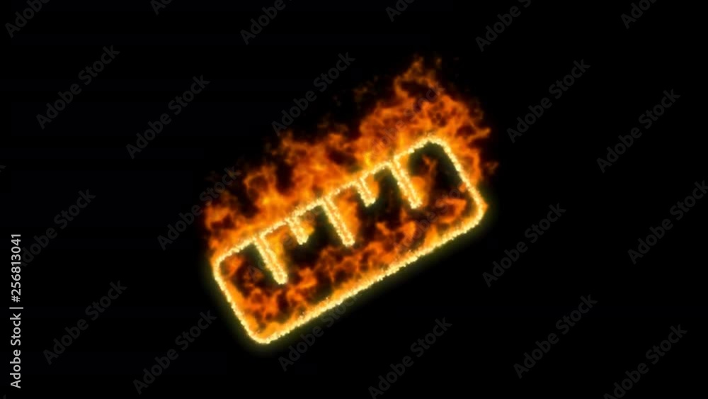 ruler symbol inflames. Then disappears. In - Out loop. Alpha channel Premultiplied - Matted with color black ruler symbol inflames. Then disappears. In - Out loop. Alpha channel Premultiplied - Matted with color black