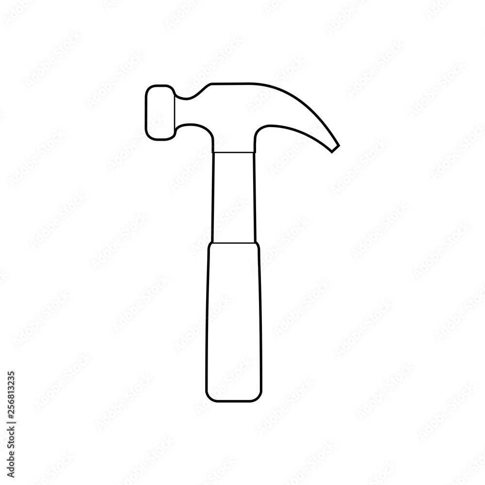 Icono plano lineal martillo en color negro Icono plano lineal martillo en color negro