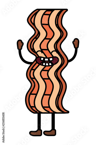 delicious tasty kawaii bacon cartoon
