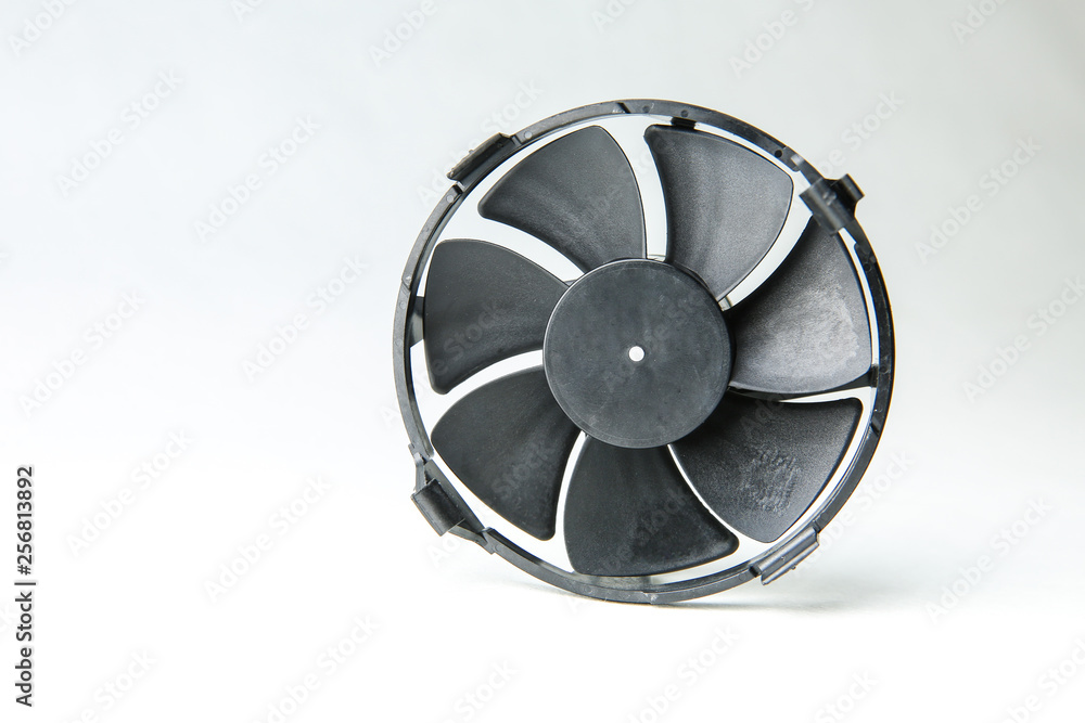 Round computer fan on white background. front view. processor's cooler. CPU fan Round computer fan on white background. front view. processor's cooler. CPU fan