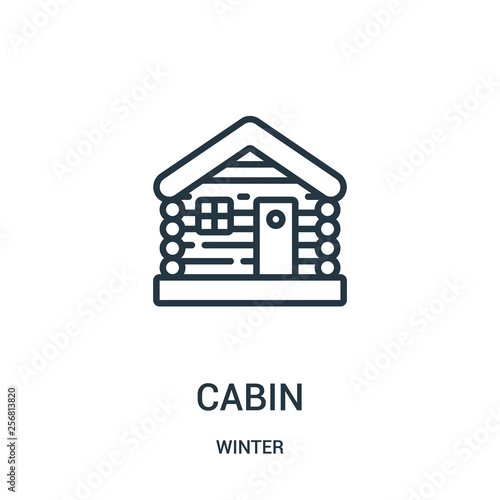 cabin icon vector from winter collection. Thin line cabin outline icon vector illustration. Linear symbol for use on web and mobile apps, logo, print media.