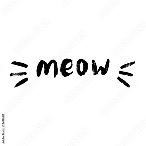 Cute meow cat quotes illustartion vector. Perfect for logo, logotype, invitation, greeting card, poster, etc