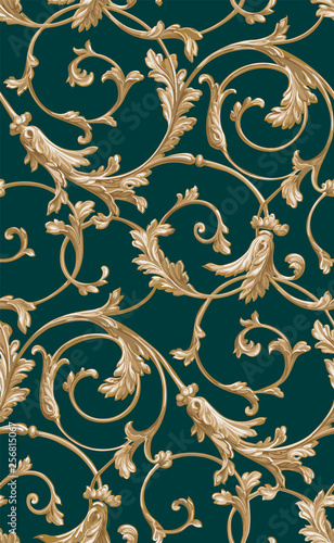 Vector classic seamless pattern background. Classical luxury old fashioned classic ornament, royal victorian seamless texture for wallpapers, textile, wrapping. Exquisite floral baroque template. 