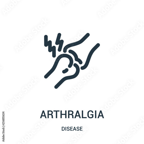 arthralgia icon vector from disease collection. Thin line arthralgia outline icon vector illustration. Linear symbol for use on web and mobile apps, logo, print media.