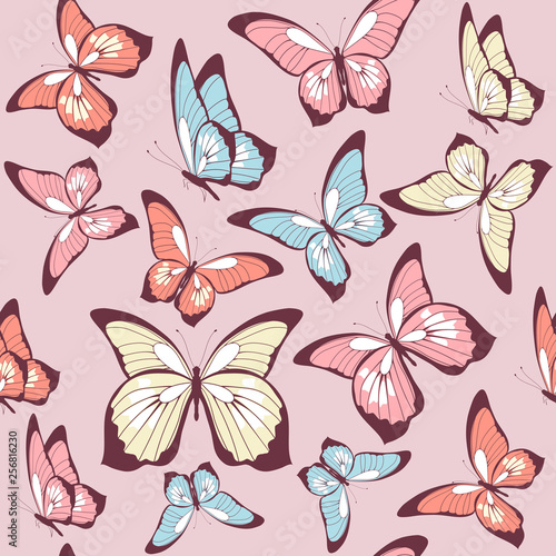 pattern beautiful color butterflies set © aboard