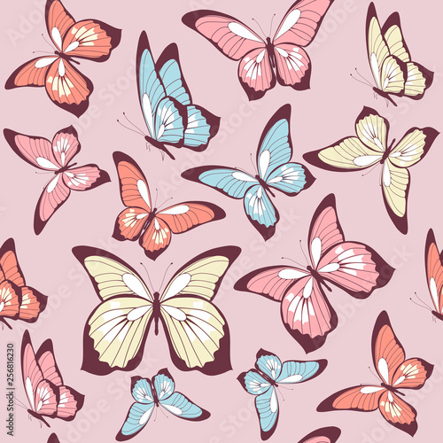 pattern beautiful color butterflies set