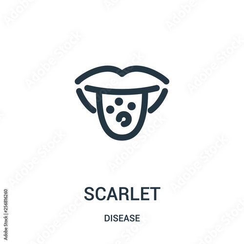 scarlet icon vector from disease collection. Thin line scarlet outline icon vector illustration. Linear symbol for use on web and mobile apps, logo, print media.