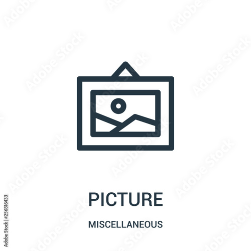 picture icon vector from miscellaneous collection. Thin line picture outline icon vector illustration. Linear symbol for use on web and mobile apps, logo, print media.