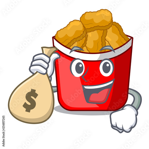 With money bag chicken nuggets isolated with the character