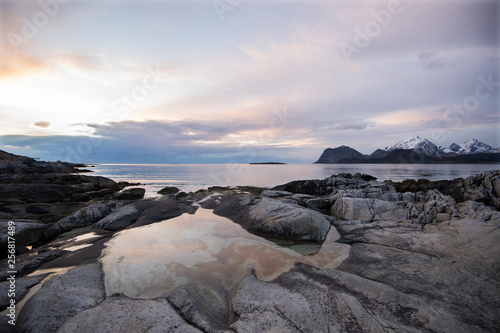 Coastal landscape from Flakstad island, Lofoten archipelago