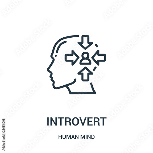 introvert icon vector from human mind collection. Thin line introvert outline icon vector illustration. Linear symbol for use on web and mobile apps, logo, print media.