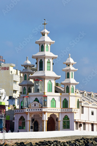 India. The Catholic Church at Cape Comorin (Kanyakumari). The southernmost point of India photo