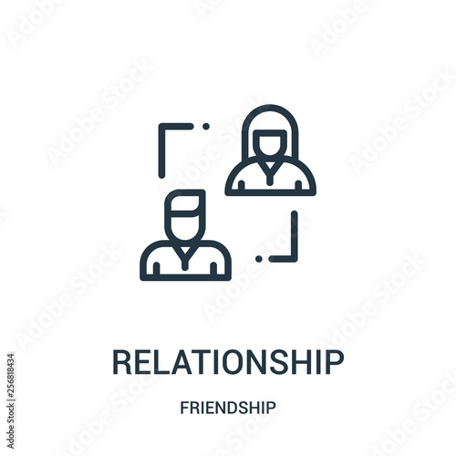 relationship icon vector from friendship collection. Thin line relationship outline icon vector illustration. Linear symbol for use on web and mobile apps, logo, print media.