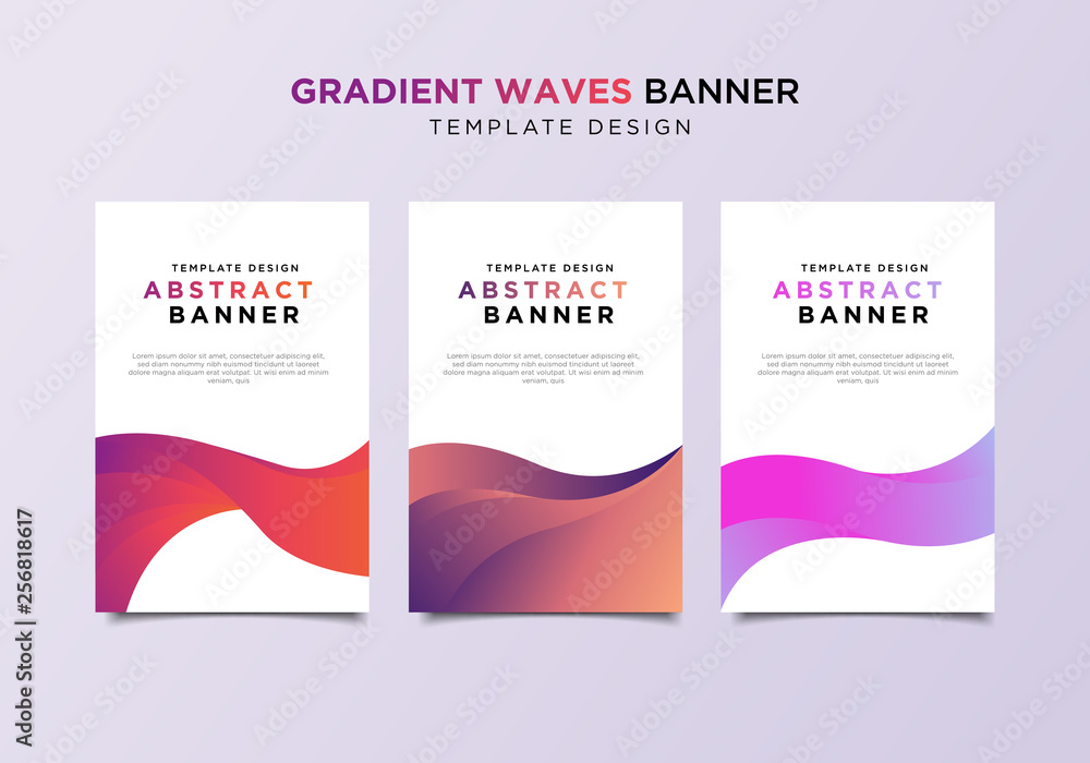 gradient waves banner cards template