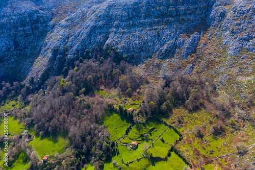 Aerial view, Mortesante, Miera Valley, Valles Pasiegos, Cantabria, Spain, Europe photo