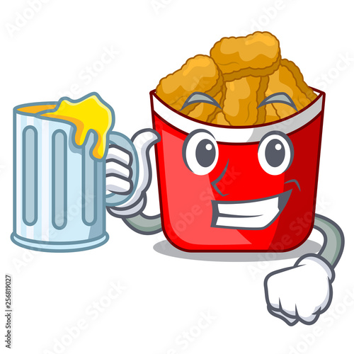 With juice chicken nuggets in the cartoon shape