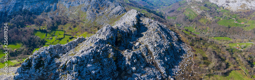 Aerial view, Mortesante, Miera Valley, Valles Pasiegos, Cantabria, Spain, Europe photo