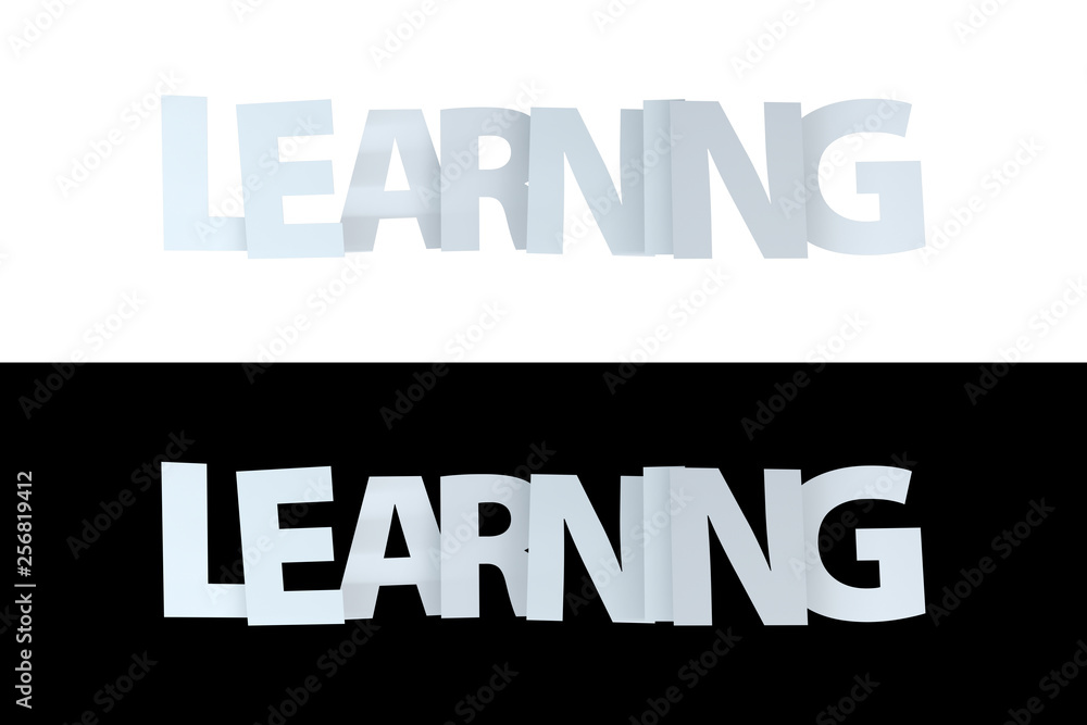 3D Learning Text on White and Black Version