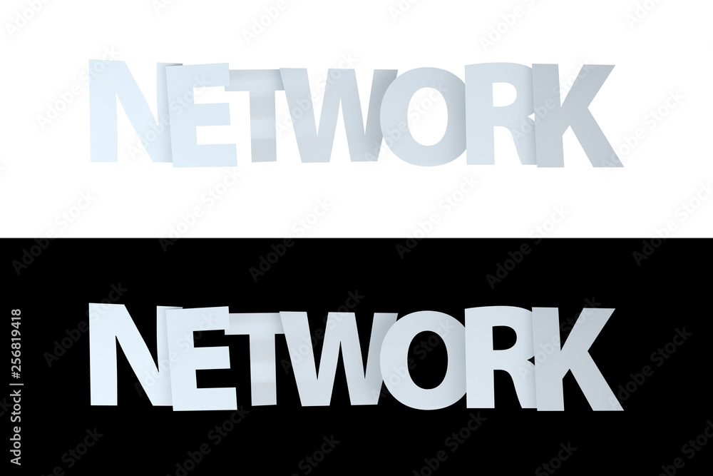 3D Network Text on White and Black Version