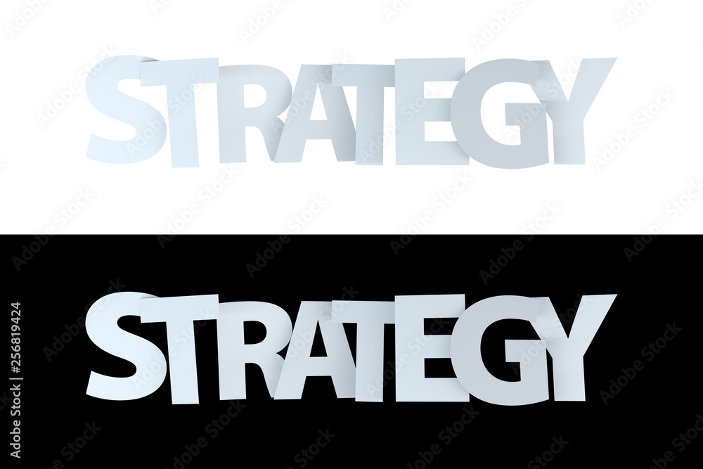 3D Strategy Text on White and Black Version 3D Strategy Text on White and Black Version