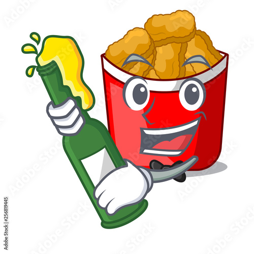 With beer chicken nuggets in a mascot bowl