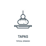 tapas icon vector from tipical spanish collection. Thin line tapas outline icon vector illustration. Linear symbol for use on web and mobile apps, logo, print media.