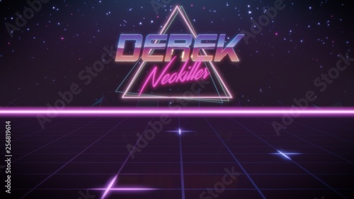 Obraz na plátně first name Derek in synthwave style