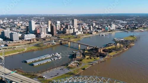 Downtown Memphis, Tennessee Skyline Aerial Descent photo