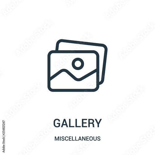 gallery icon vector from miscellaneous collection. Thin line gallery outline icon vector illustration. Linear symbol for use on web and mobile apps, logo, print media.