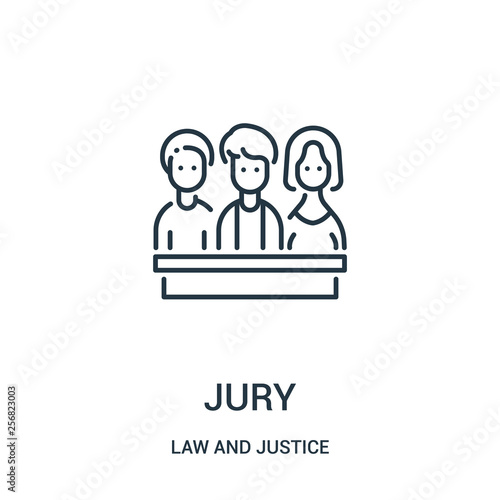 jury icon vector from law and justice collection. Thin line jury outline icon vector illustration. Linear symbol for use on web and mobile apps, logo, print media.