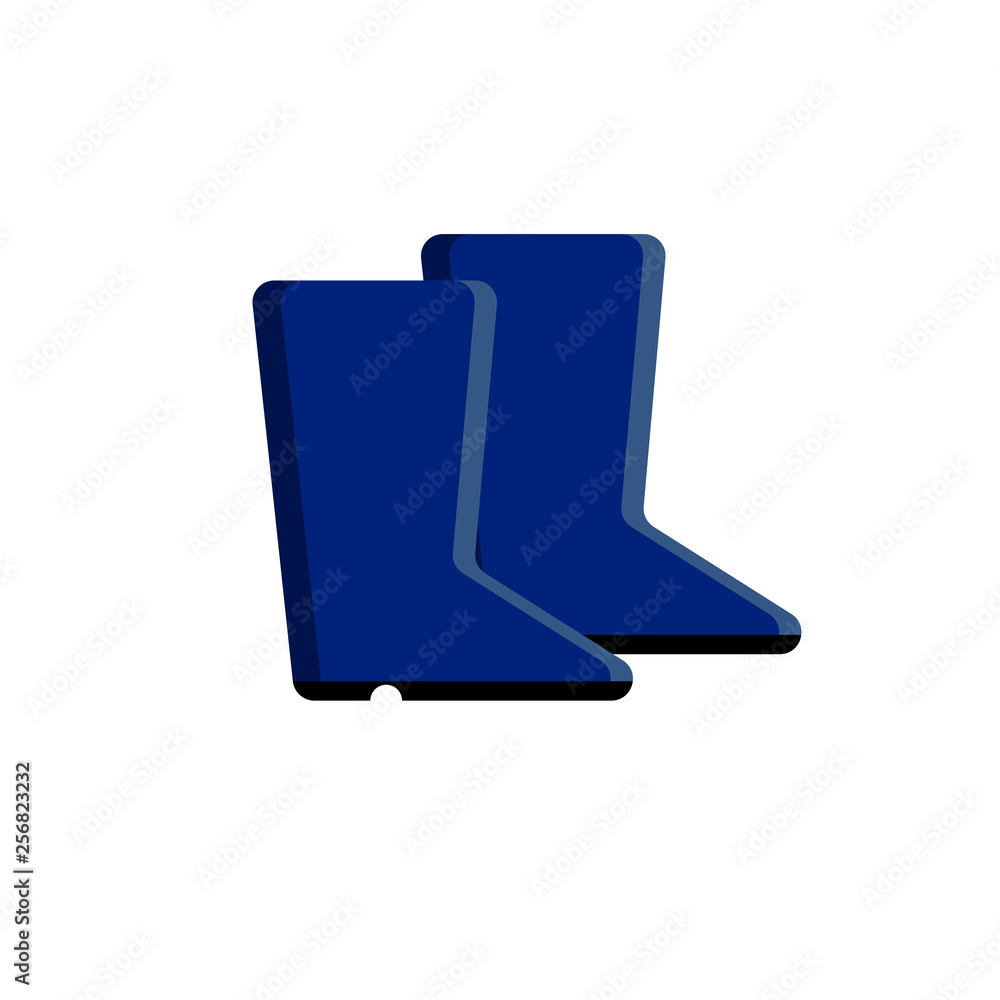 Flat icon of some blue protective boots to work Flat icon of some blue protective boots to work